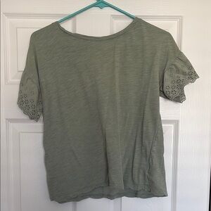 Women's Green Eyelet Sleeve Top